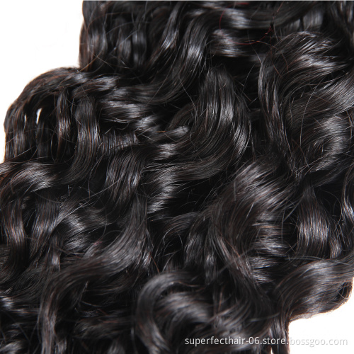 Wholesale Raw Virgin Indian Hair Water Wave Human Hair Weave Bundles With Lace Frontal Closure